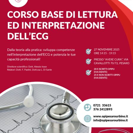 27.11.2025 Ecm: Corso base di lettura ed interpretazione dell’ECG