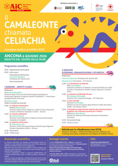 Convegno 06 Giugno 2026 “Il Camaleonte chiamato Celiachia” Accreditato ECM