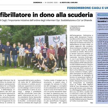 13.06.2020 Donazione defibrillatore a Cagli