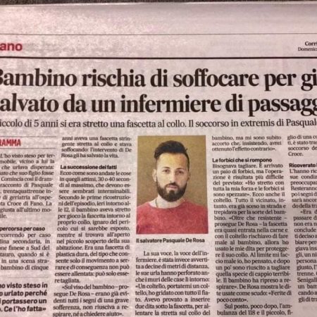 24.03.2019 Fano, infermiere passa per caso e salva un bimbo sul punto di soffocare