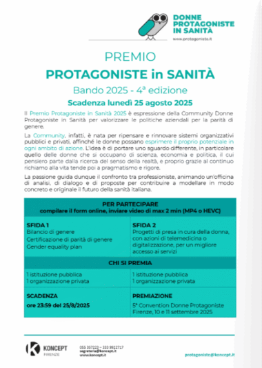 Premio Protagoniste in Sanità, on line il bando  Domande di partecipazione entro il 25 agosto.